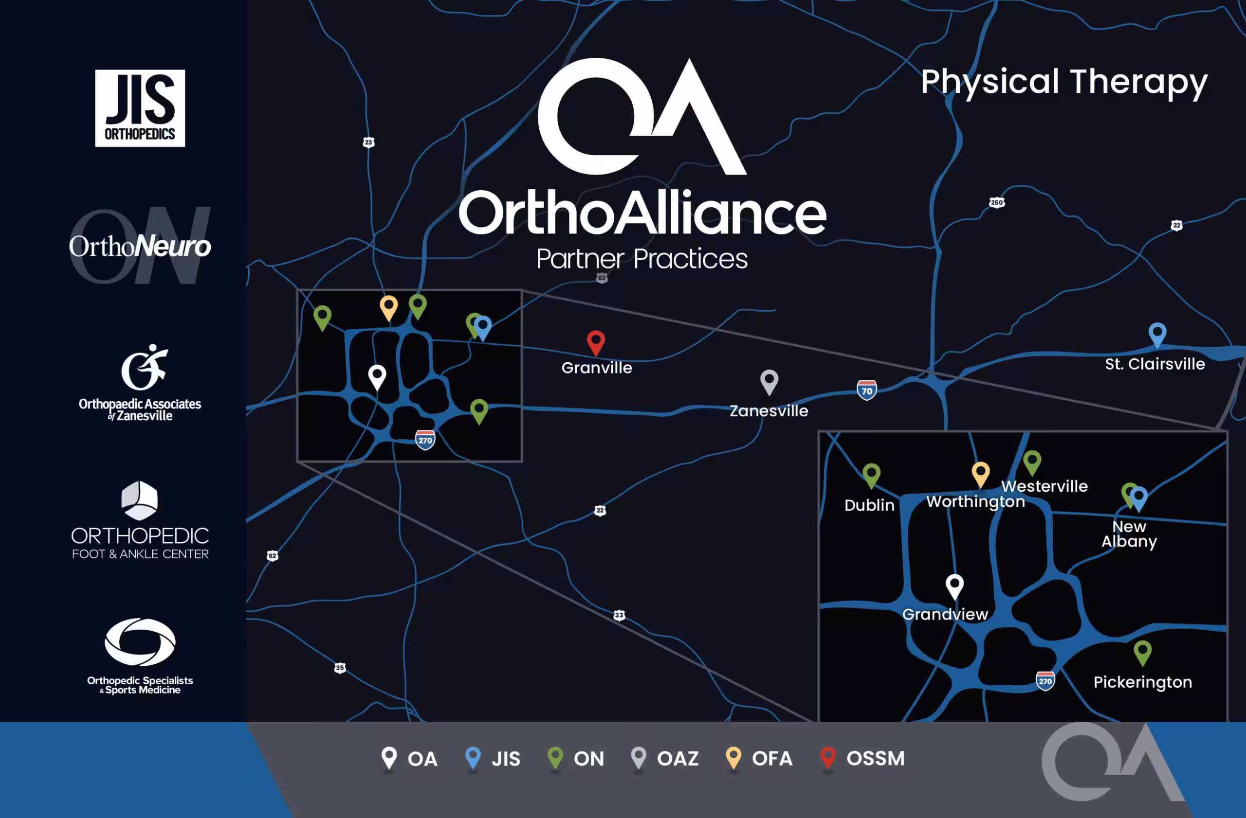 A map of Columbus with the OA practices